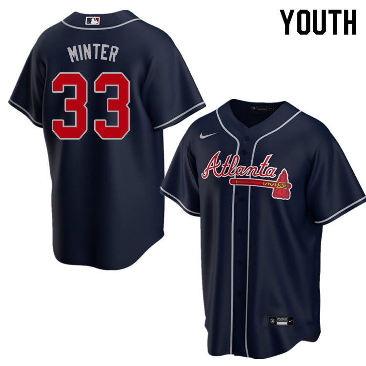 Nike Youth #33 A.J. Minter Atlanta Braves Baseball Jerseys Sale-Navy